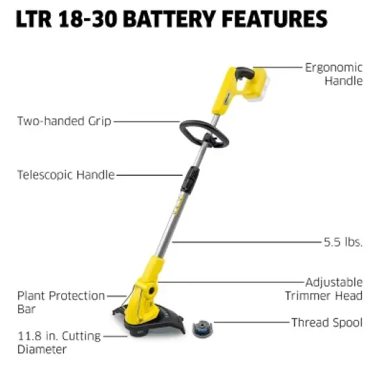 Karcher LTR 18-30 Battery Cordless Lawn Trimmer and Edger Tool Only image {2}
