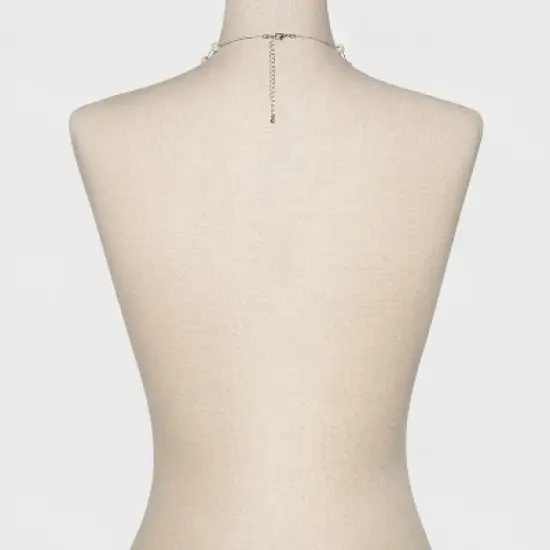 Short Faux Pearl Chain Necklace - A New Day&trade; Silver image {2}