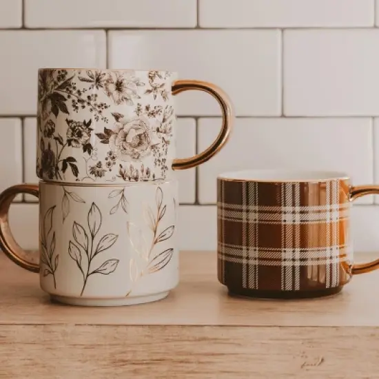 Sweet Water Decor Brown Delft Gold Handle Mug - 14oz image {2}