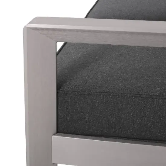 Christopher Knight Home Aviara Outdoor Loveseat with Cushions Aluminum image {6}