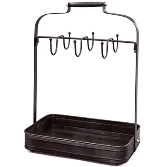 The Lakeside Collection Farmhouse Coffee Mug Rack Tray Kitchen Organizer Decor Black image {3}