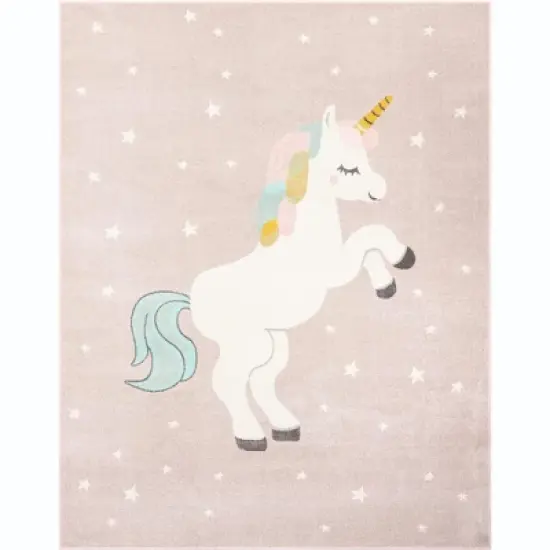 Unique Loom Whimsy Kids Alicorn Unicorn Indoor Woven Area Rug image {1}