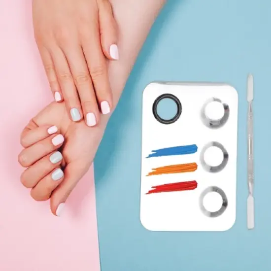 Unique Bargains Lightweight Square Nail Art Palette Silver Tone 1 Set image {1}