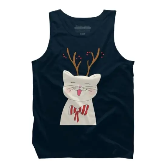 Men's Design By Humans Christmas cat By Rasheb Tank Top image {5}