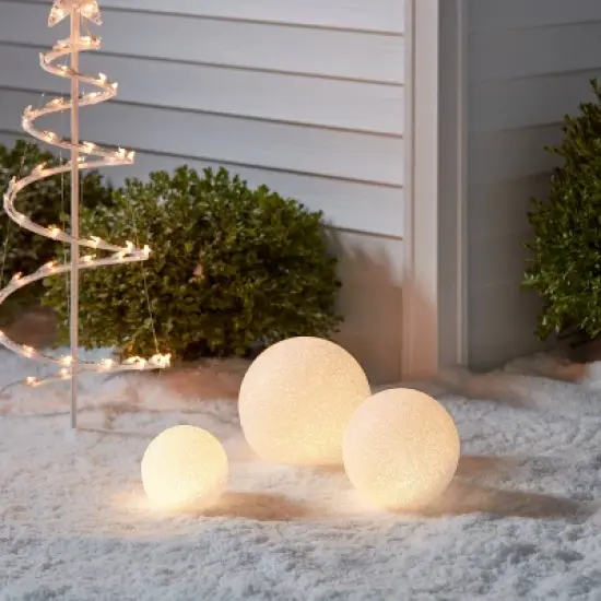 3pc LED Glittered Globe Christmas Novelty Sculpture Light White - Wondershop&trade; image {1}
