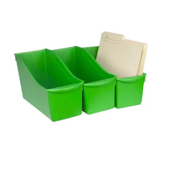 Storex Large Book Bin, Green, Pack of 6 image {2}