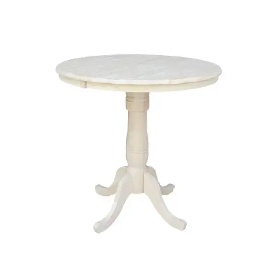 36" Round Extendable Table with 12" Drop Leaf Unfinished - International Concepts image {8}