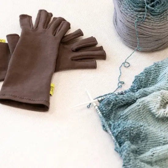 Dritz Small Crafters Comfort Glove: Fingerless, Brown, Cotton & Spandex, Adult, Pull-On, At Wrist, Solid Pattern image {2}