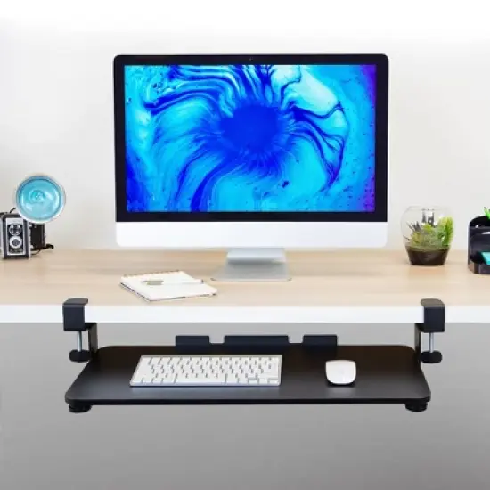 Mount-It! Clamp Keyboard Tray | Sliding Under Desk Keyboard &  Mouse Platform | Retractable Undermount Drawer | No Screws or Scratches to Assemble image {2}