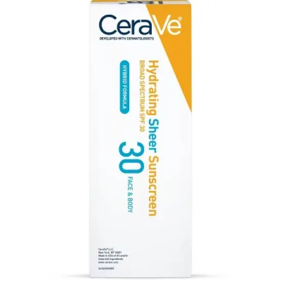 CeraVe Hydrating Sheer Sunscreen Lotion for Face and Body - SPF 30 - 3 fl oz image {10}