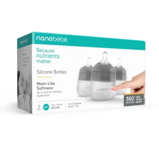 nanobebe Silicone Baby Bottle Set - 5oz/3pk image {6}