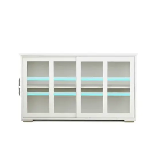 Kitchen Storage Cabinet With Sliding Glass Door, Adjustable Shelf, Wooden Storage Stand Sideboard Buffet Cabinet image {1}