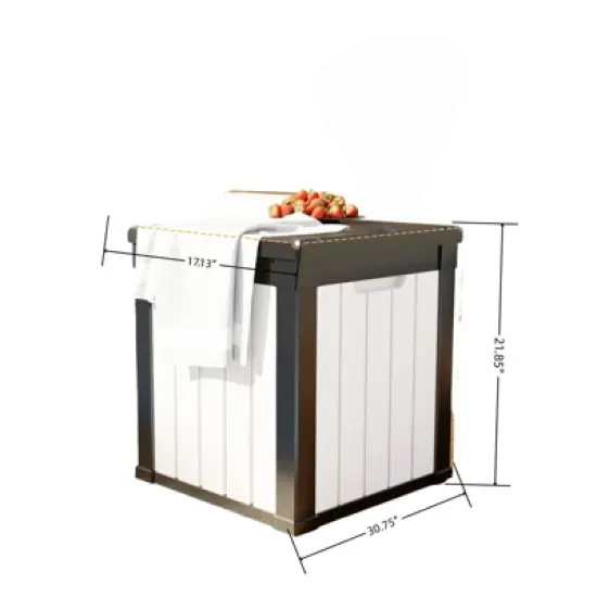 DSVIMOY Deck Boxes, 4-Piece 45 Gal Outdoor Storage Deck Box, Small Patio Storage Bin for Garden Tools, Black, 30.75"*17.13"*21.85" image {2}