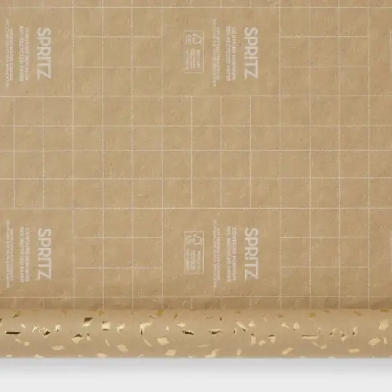 Brown Gold Foil Speckled Gift Wrap - Spritz&trade;: Wedding & All Occasions, 94.5" x 30", DASH Pattern image {2}