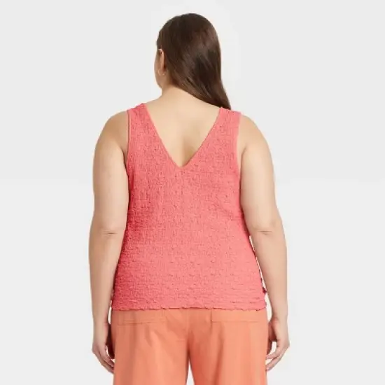 Women's Plus Size Textured Tank Top - A New Day&trade; Pink 4X image {1}
