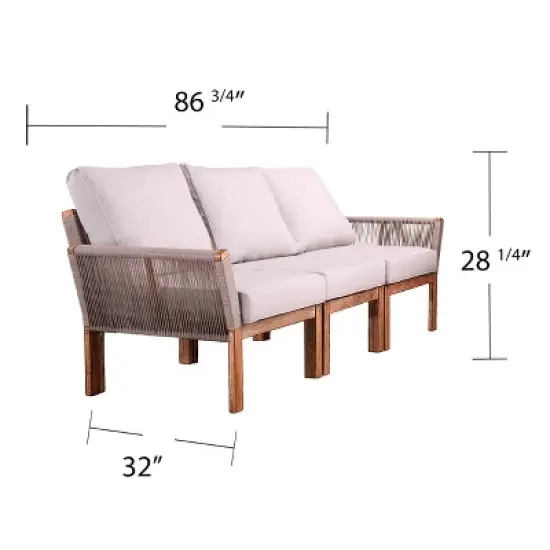 Brendina Outdoor 3-Seater Sofa - Natural with Gray Cushions - SEI image {10}