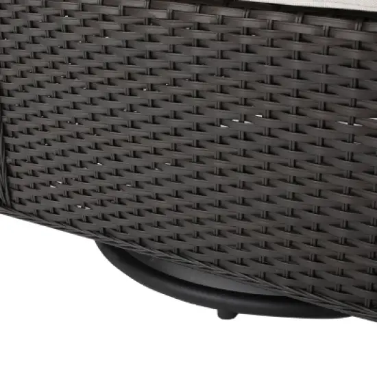 Avondale 3pc All-Weather Wicker Patio Chair Set w/ Fire Pit - Dark Brown - Christopher Knight Home image {14}