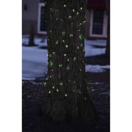 Northlight Net Style LED Tree Trunk Wrap Christmas Lights - 2' x 8' - Green - Brown Wire image {2}