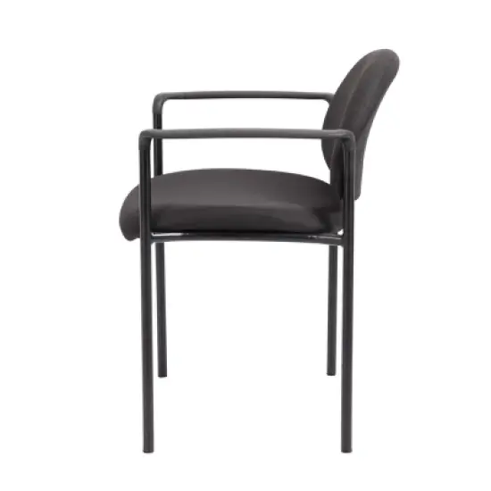 Fabric Modern Stacking Chair Black with Arms - Boss Office Products: Vinyl Upholstery, Metal Frame image {4}