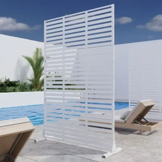 PexFix 72 in. H x 47 in. W White Outdoor Metal Privacy Screen Garden Fence Wall Applique image {1}