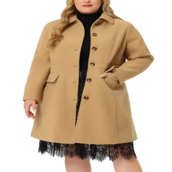 Agnes Orinda Women's Plus Size Winter Outerwear Single Breasted Long Overcoats image {1}