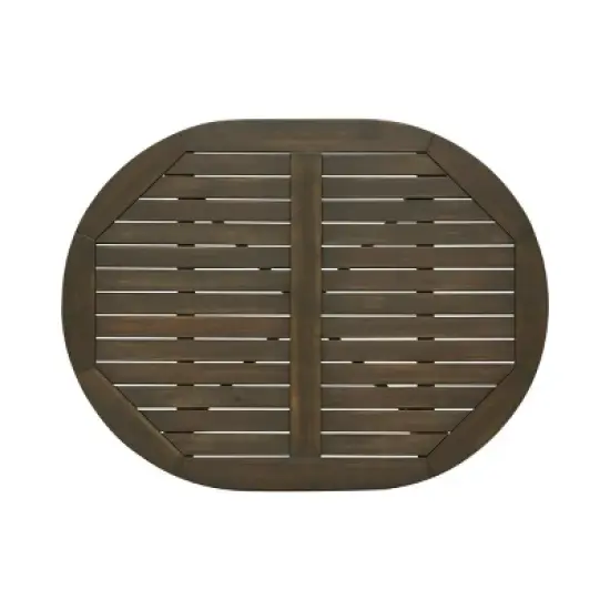 Coolbibila 1 Piece Patio Bar Table,Outdoor Rustic Acacia Wood Patio Bar Table,Oval Bar Dining Table With Slat Top,Acacia Wood Frame image {5}