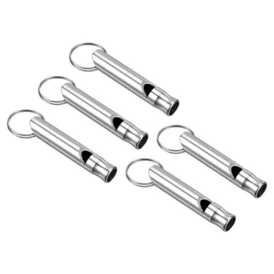 Unique Bargains Aluminum Alloy Camping Hunting Outdoor Survival Signal Whistles with Keychains 5 Pcs image {8}