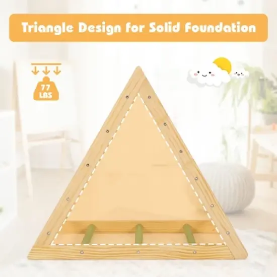 Costway Climbing Triangle Ladder, Wooden Triangle Climber, Educational Triangle Climber image {4}