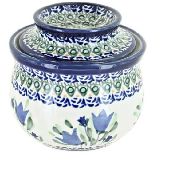 Blue Rose Polish Pottery 1512 Zaklady French Butter Dish image {2}