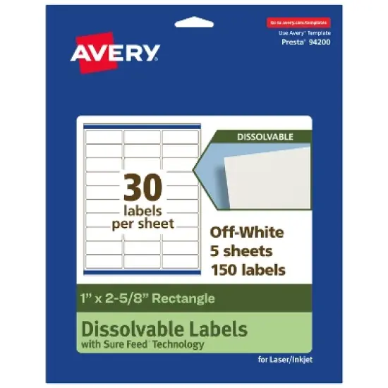 Avery Dissolvable Labels, 1" x 2-5/8" Rectangle image {9}