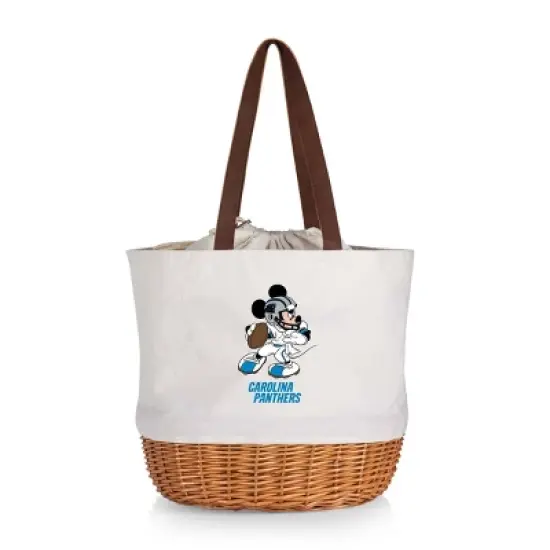NFL Carolina Panthers Mickey Mouse Coronado Canvas and Willow Basket Tote - Beige Canvas image {4}
