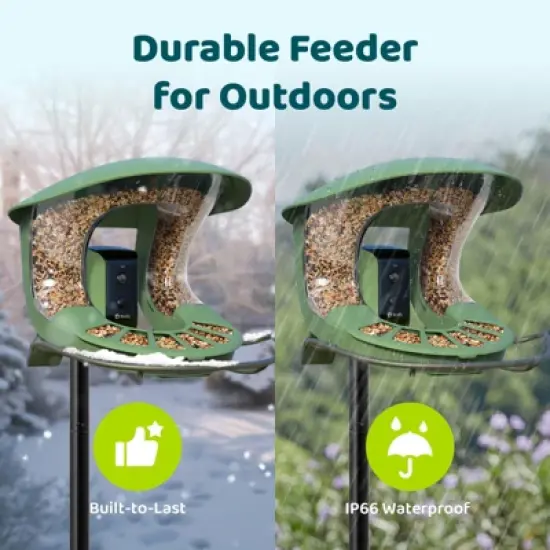 Smart Bird Feeder with Camera, AI Bird Recognition, Weatherproof, Eco-Friendly Design image {4}