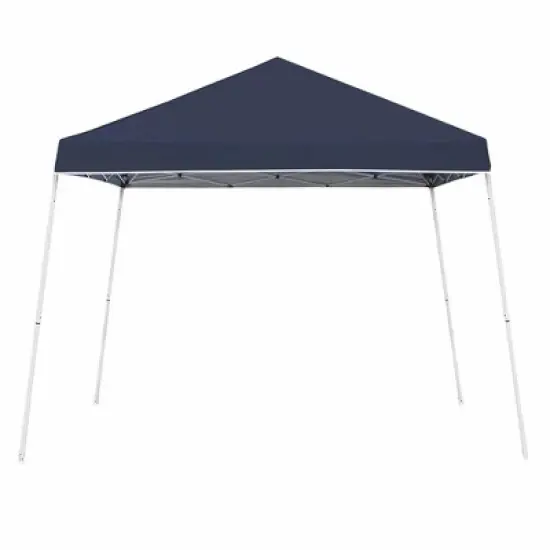 Z-Shade Angled Leg Canopy Tent with Push Button Locking System and 4 Pack of 5 Pound Plastic Concrete Filled Leg Weight Plates, Navy image {1}