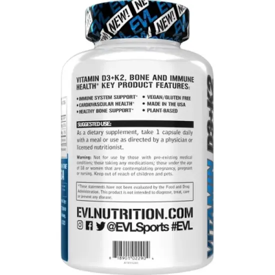 Evlution Nutrition Vitamin D3 + K2 - Immunity Support - 60 Servings image {2}