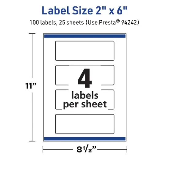 Avery TrueBlock Matte White Paper Labels,  2" x 6" Rectangle image {4}