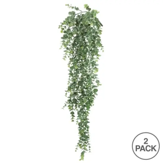 Vickerman 32" Artificial Green Hanging Mini Leaf Eucalyptus Bush, 2 per Pack. image {2}