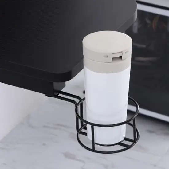 HOMCOM 47 Inch Gaming Desk Racing Computer Desk Home Office Workstation with Elevated Monitor Shelf Rotatable Cup Holder Headphone Hook, Black image {4}