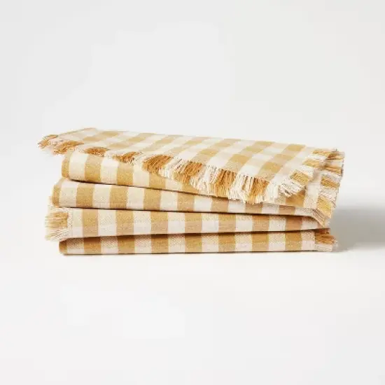 4pk Basket Tan Gingham Napkins - Threshold&trade; designed with Studio McGee: Cotton & Linen, Classic Check, Kitchen Textiles image {3}
