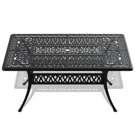 Gulches Patio Dining Tables - Black Rectangular Table with Umbrella Feature image {6}