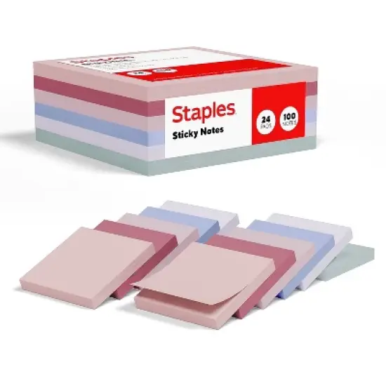 Staples Sticky Notes 3" x 3" Ocean Mist Collection 100 Sheets/Pad 24 Pads/Pack (ST62875) image {5}
