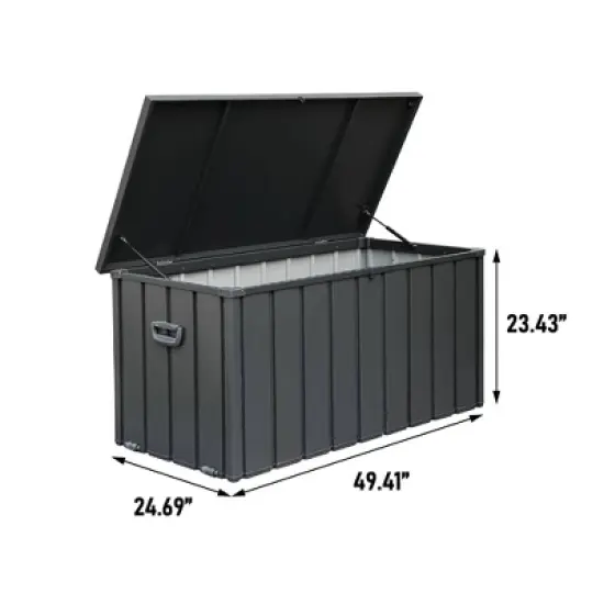 WELLFOR 100 gal Steel Deck Box Dark Gray image {7}