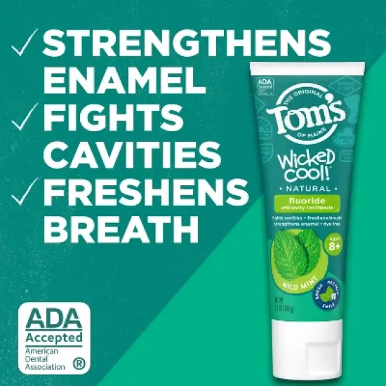 Tom's of Maine Mild Mint Wicked Cool! Anticavity Fluroide Toothpaste - 5.1oz image {3}