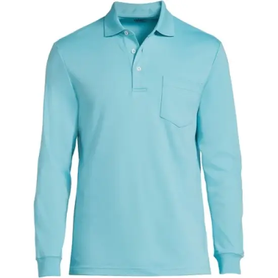 Lands' End Men's Long Sleeve Super Soft Supima Polo Shirt with Pocket image {7}