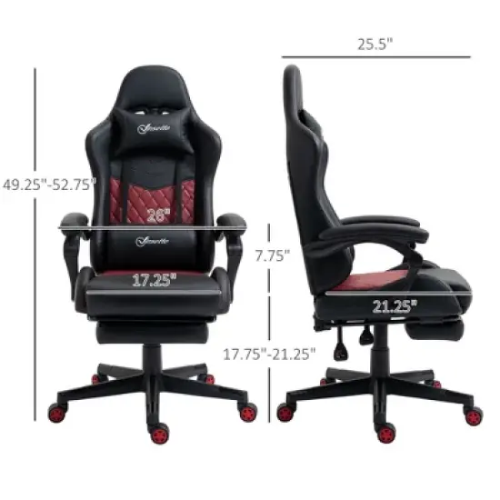 Kumasinova 300lbs Swivel Gaming Chair with Adjustable Height,Lumbar&Head Pillow,Ergonomics Office Chairs Recliner Video Game Chaise for Office, Black image {2}