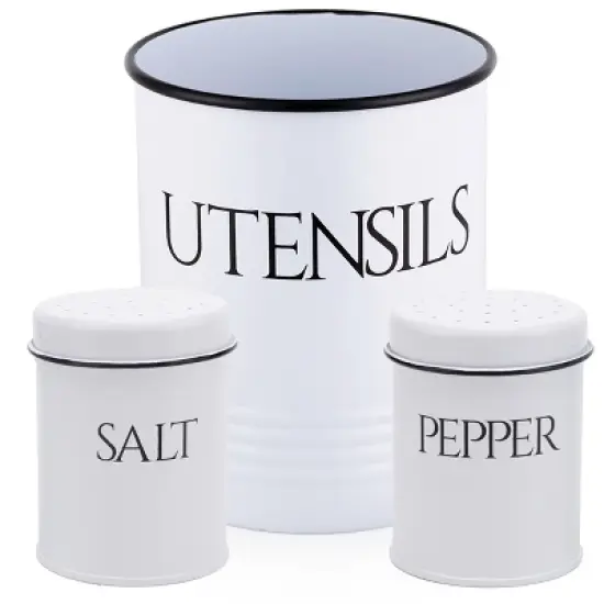 Outshine Co Large Kitchen Utensil Holder and Farmhouse Decor with Matching Salt and Pepper Shakers image {11}