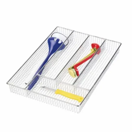 Better Houseware Chrome Cutlery Tray, Large in Silver image {5}