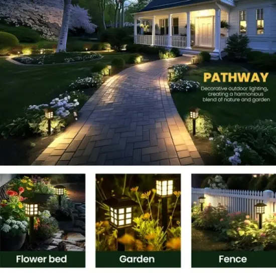 GIGALUMI Warm White Solar Path Lights, Waterproof LED with 10-Hour Runtime for Gardens, Patios & Driveways image {7}