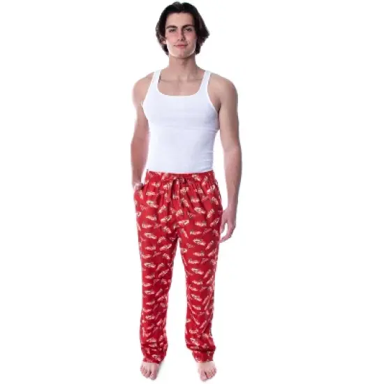 Disney Men's Cars Lightning McQueen Allover Character Sleep Pajama Pants Red image {3}