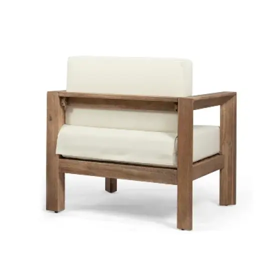 Christopher Knight Home Genser Outdoor Acacia Wood Club Chair with Water-Resistant Cushions image {4}