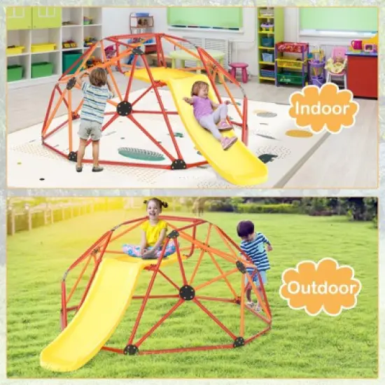 Costway 8FT Climbing Dome w/ Slide Outdoor Kids Jungle Gym Dome Climber image {1}